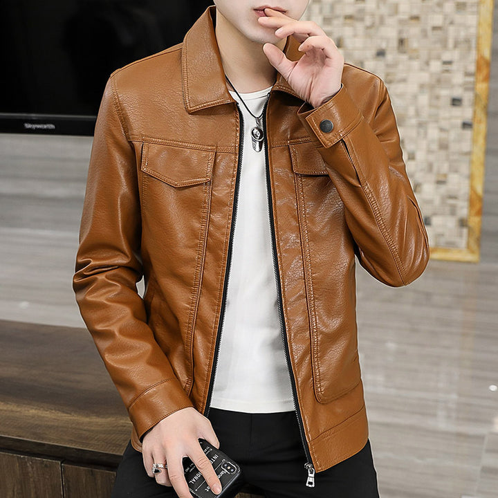 Men's high-quality synthetic leather jacket with timeless design Lisslune