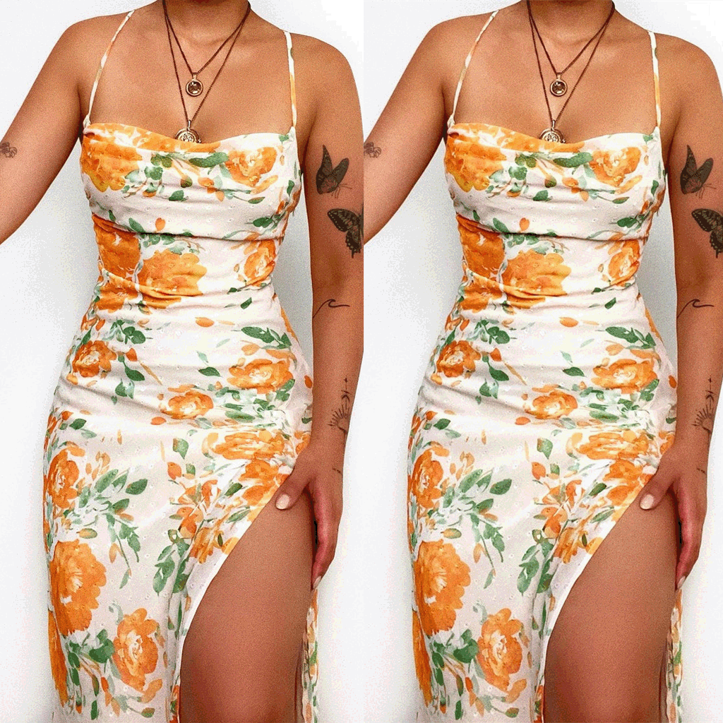 Women's Flower Pattern Maxi Dress Lune London