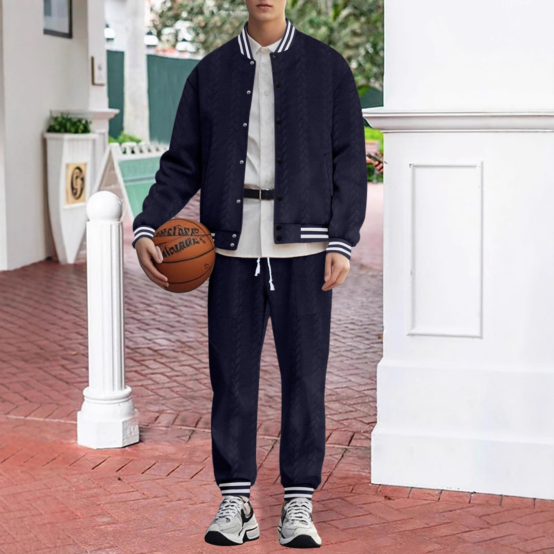 Men's casual knitted college jacket with modern design and comfortable details Lisslune