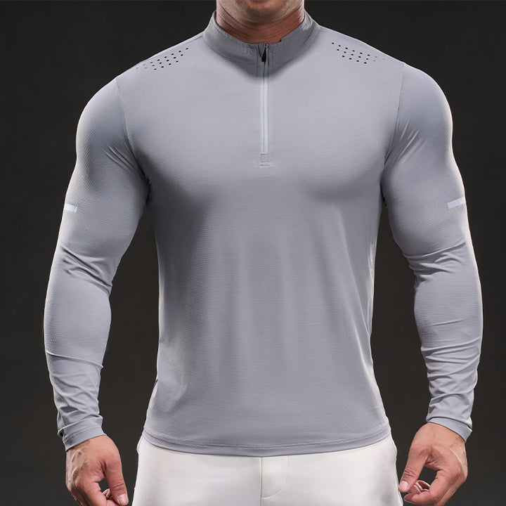Men's Athletic Long Sleeve Shirt with Half Zipper Lisslune