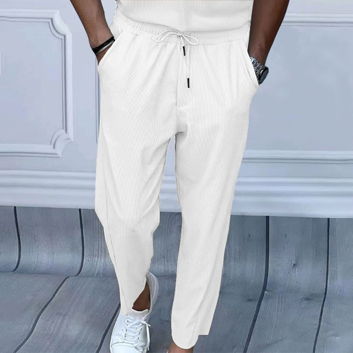 Men's Comfortable Leisure Pants with Elastic Waistband and Modern Stripes Lisslune