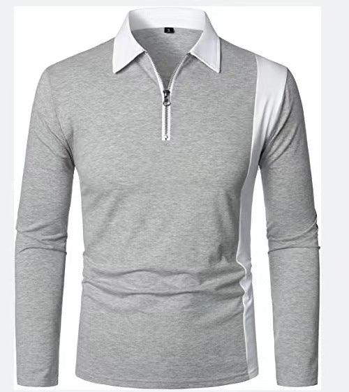 Men's sporty long-sleeve shirt with modern zipper and stylish color contrast Lisslune