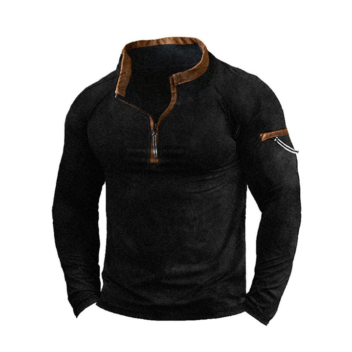 Men's sweater with half zipper and practical pockets Lisslune
