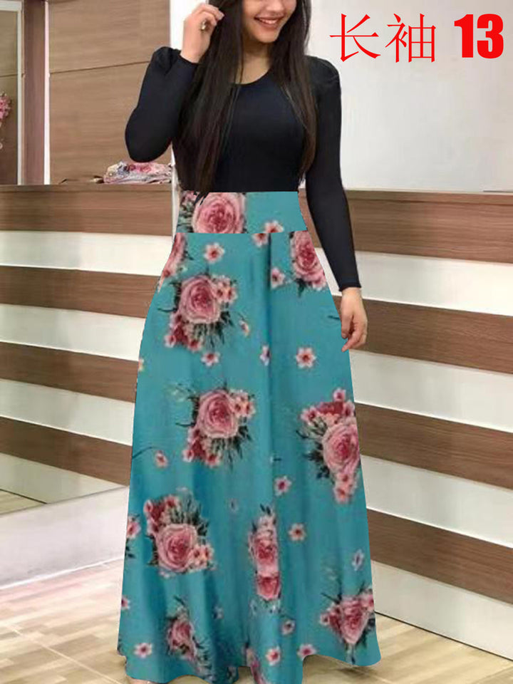 Damen Elegantes Maxikleid mit grafischem Druck und flexiblem Bund Lisslune