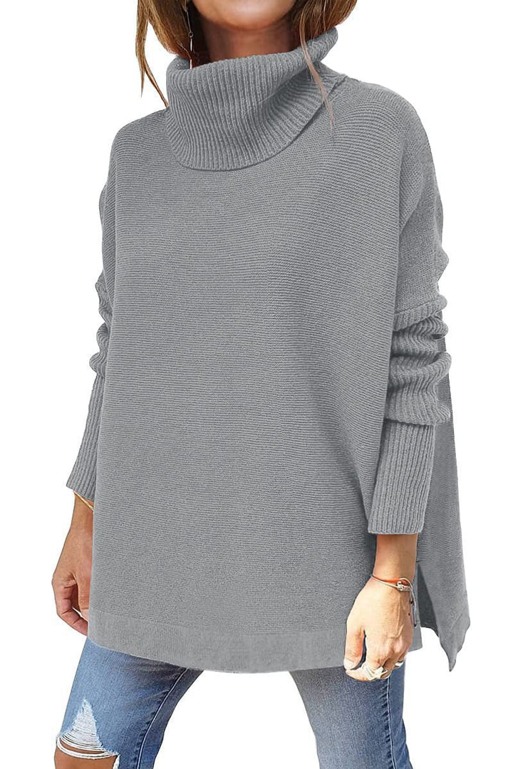 Damen Oversize Rollkragenpullover mit Strukturiertem Strickdesign Lisslune