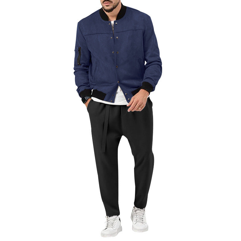 Men's bomber jacket made of luxurious suede with practical zip pockets and elegant accents Lisslune