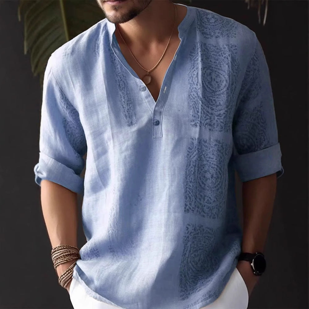 Men's linen shirt with stylish button details Lisslune