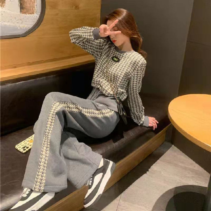 Women's Fashion Leisure Set with Textured Top and Wide Pants Lisslune