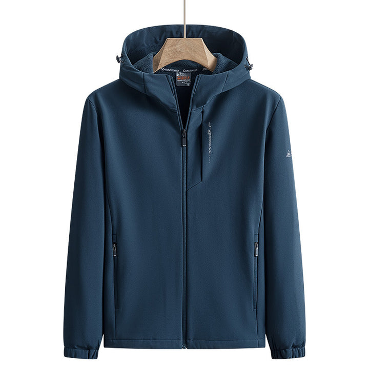 Men's Softshell Jacket with Breathable Properties and Adjustable Hood Collar Lisslune