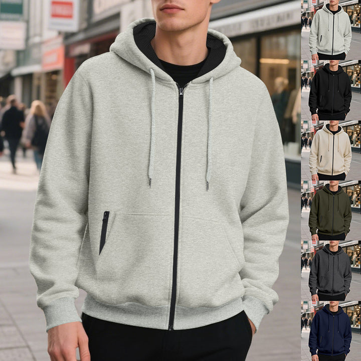 Men's zip hoodie with comfortable pockets and soft inner lining Lisslune