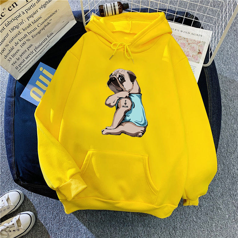 Women's hoodie with cute pug design Lisslune