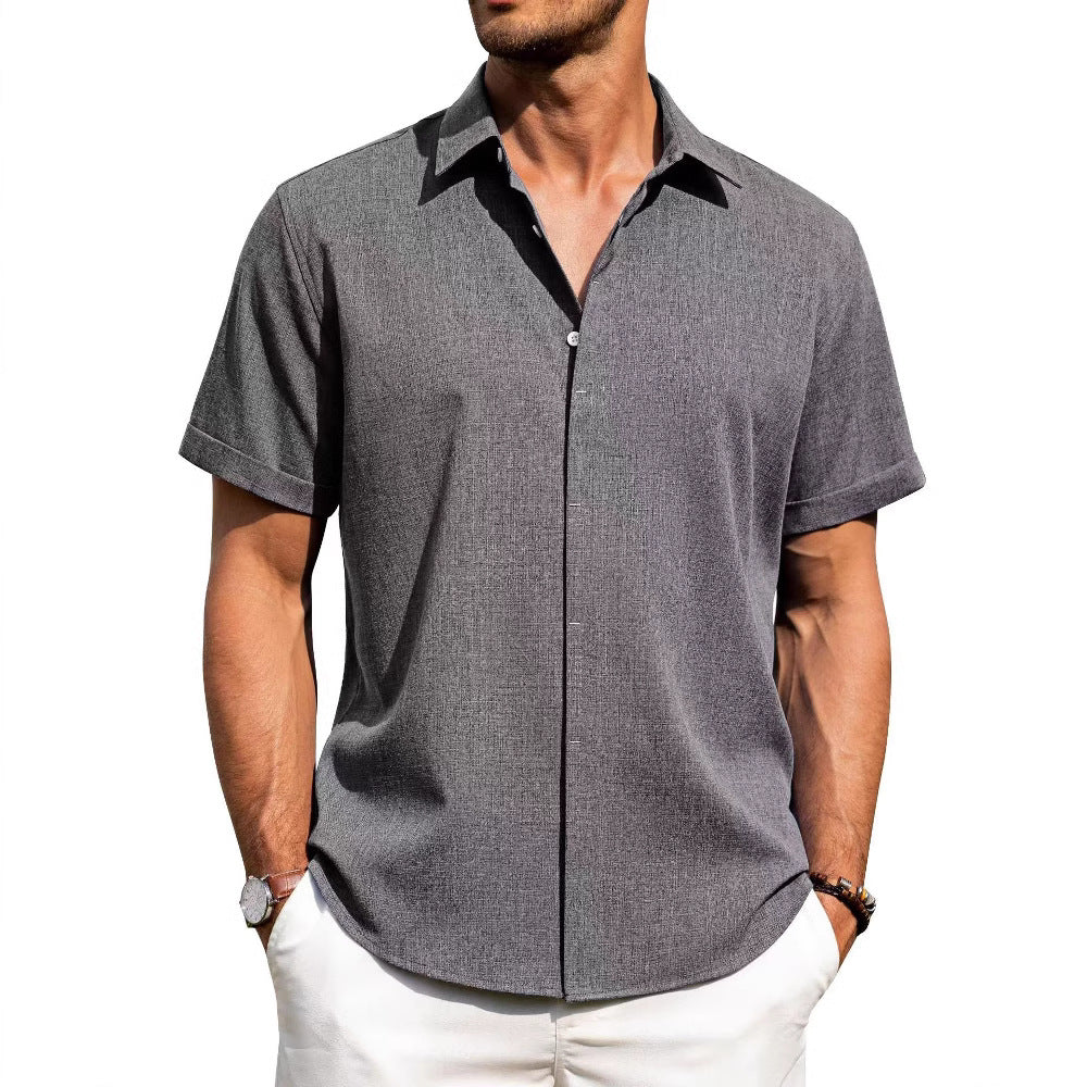Men's short-sleeve shirt with textured design and modern collar Lisslune