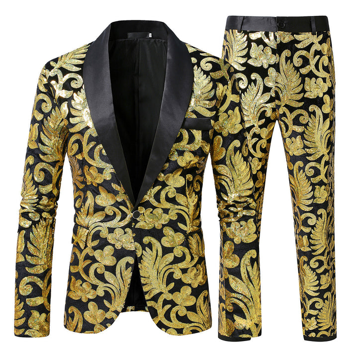 Men's sequin suit with floral pattern Lisslune