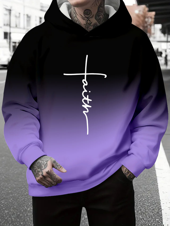 Men's hoodie with subtle gradient look and inspiring lettering Lisslune