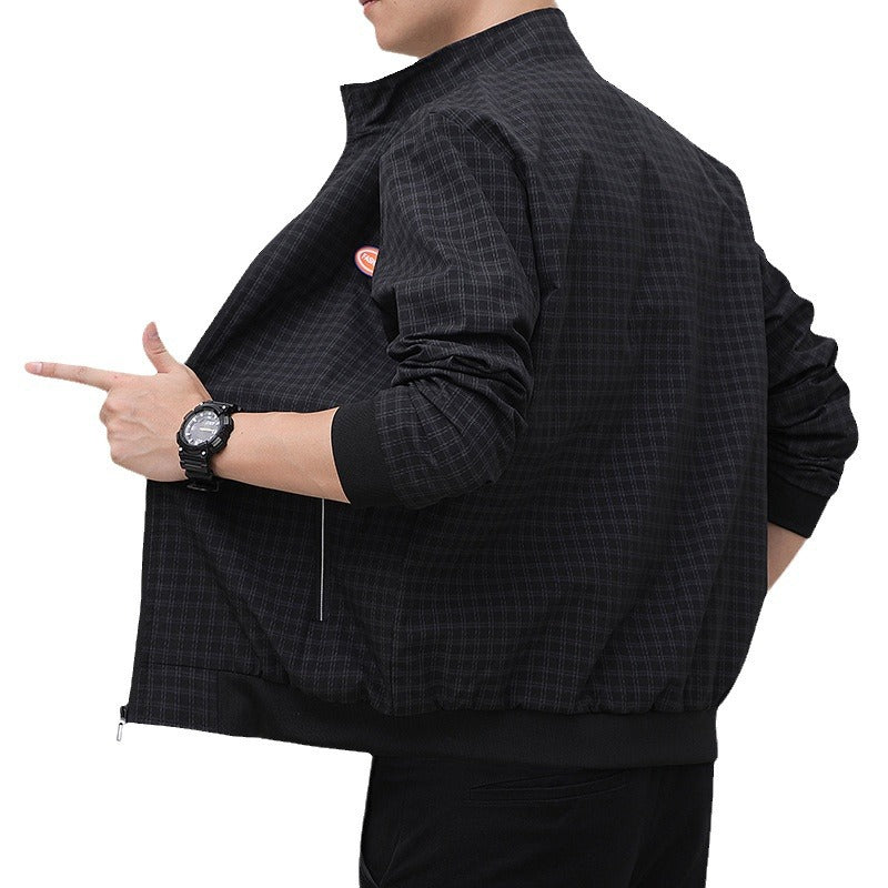 Men's casual jacket with stylish check pattern and practical pockets Lisslune