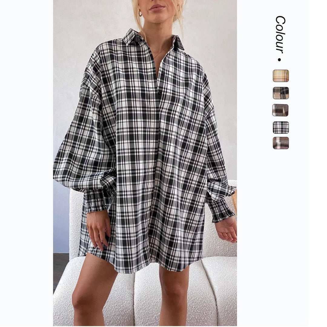 Women's Checked Oversized Shirt with Casual Cut Lune London