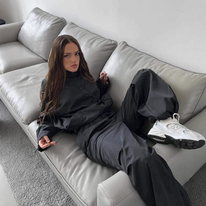 Women's sporty oversized jacket with practical pockets Lisslune