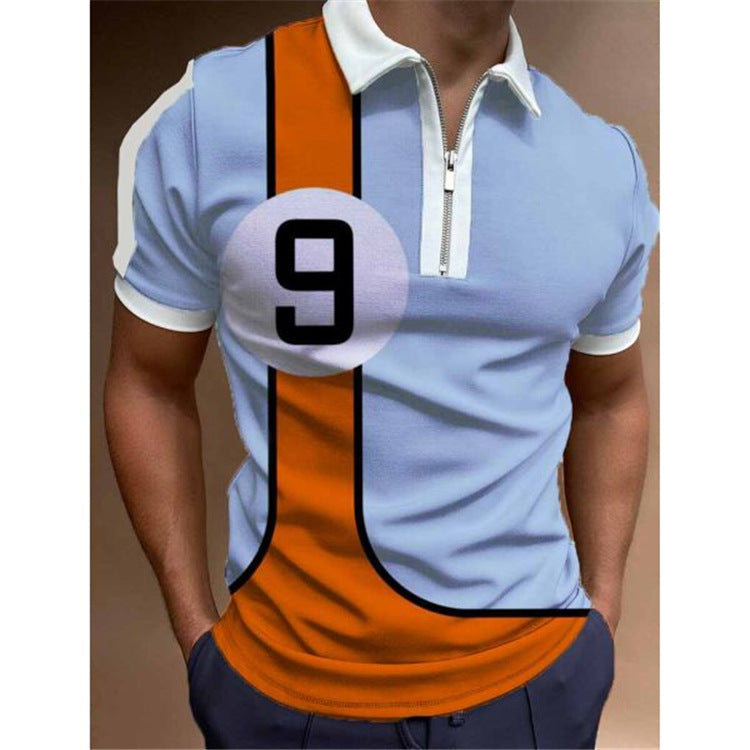 Men's polo shirt with trendy graphic design and practical zipper Lisslune