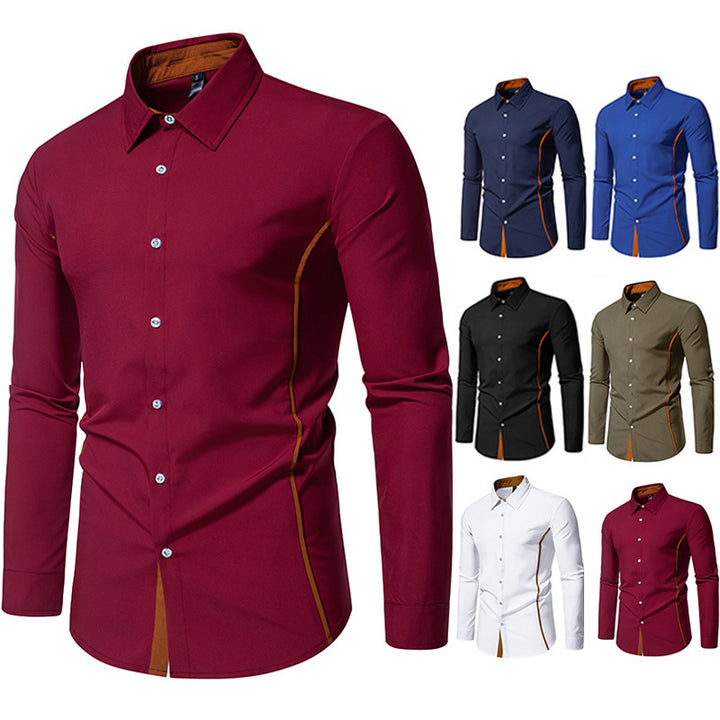Men's fashionable long-sleeve shirt with stylish contrast details Lisslune