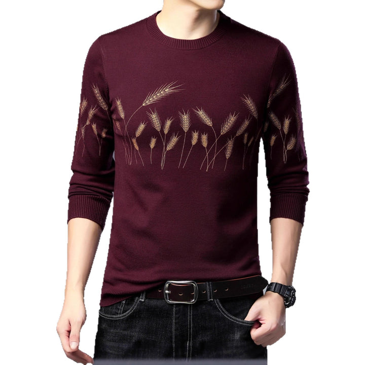 Men's knit sweater with elegant grain motif Lisslune
