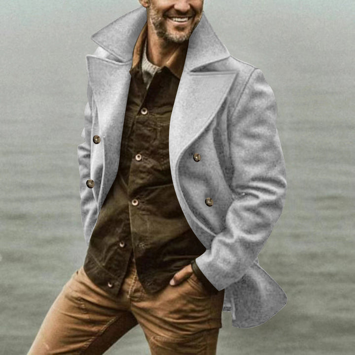 Men's Elegant Wool Peacoat Lisslune