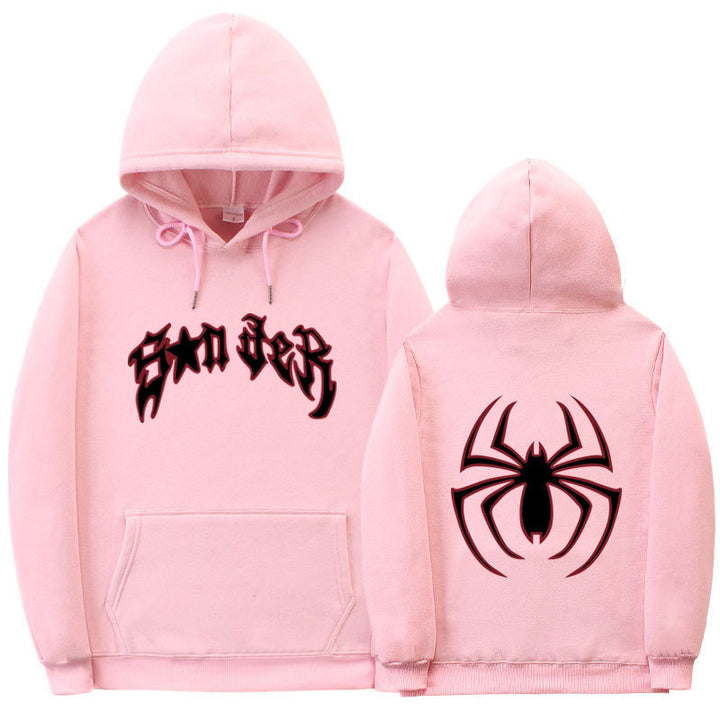 Women's hoodie with striking spider motif and coarse lettering Lisslune