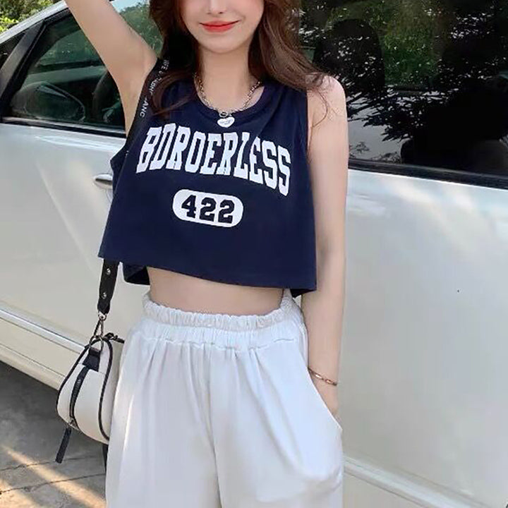 Women's casual crop top with creative lettering and comfortable materials Lisslune