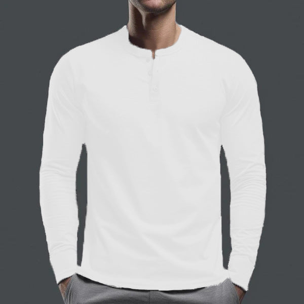 Men's Long Sleeve Shirt with Button Placket made of Comfortable Cotton Blend Lisslune