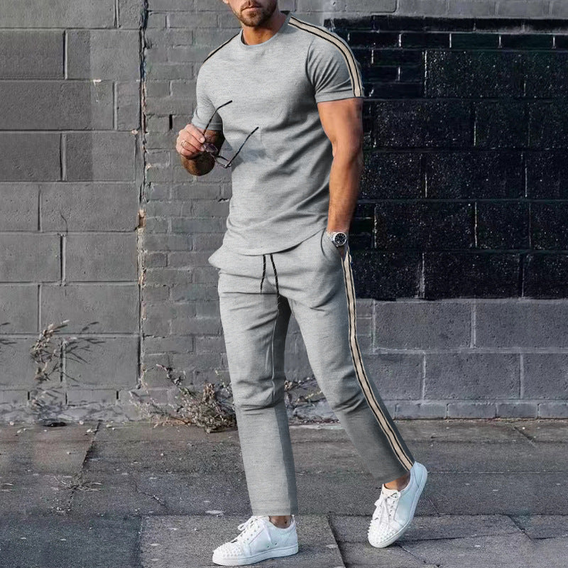 Men's sporty leisure set with high-quality material and fashionable stripes Lisslune
