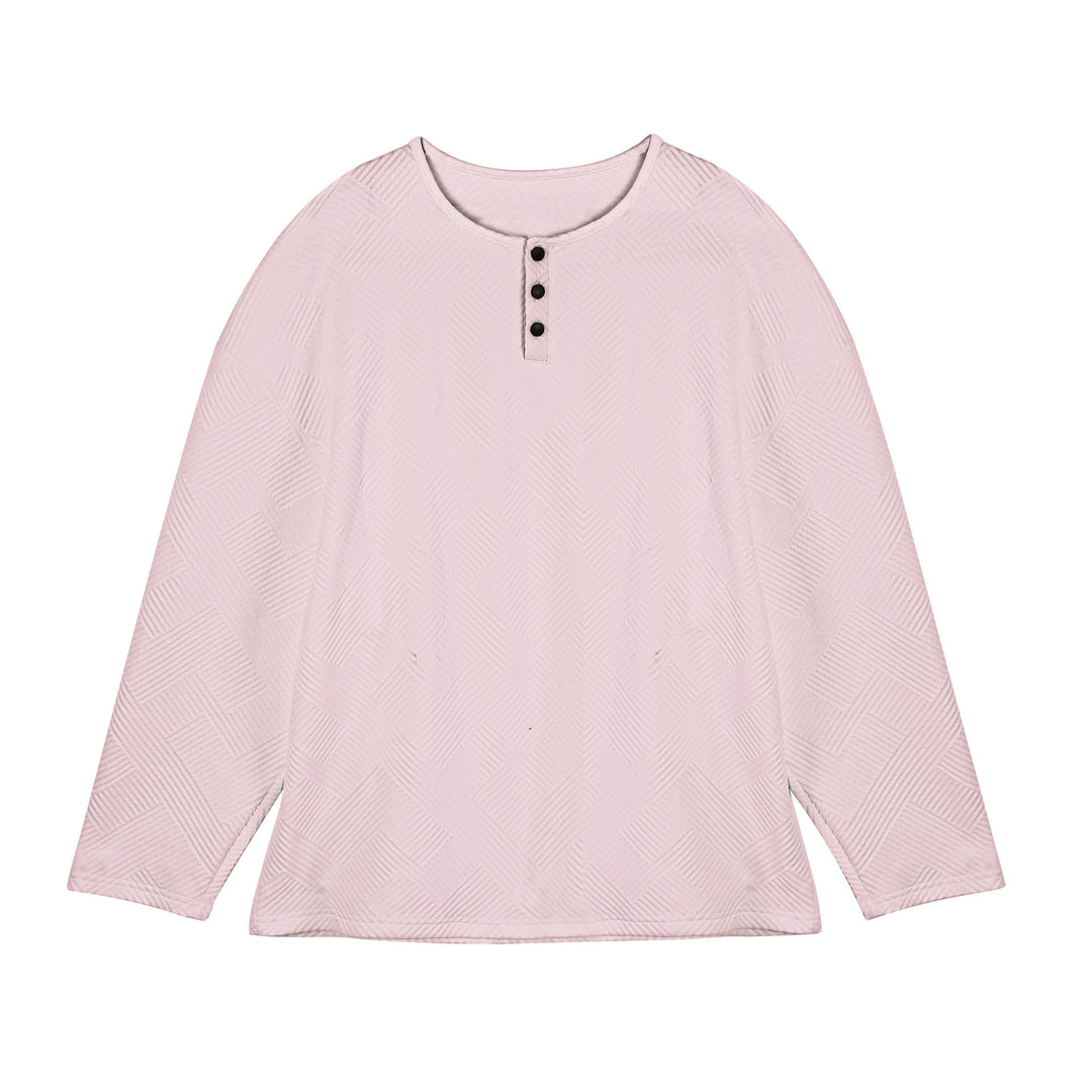 Men's long-sleeve shirt with button-down collar and textured pattern Lisslune
