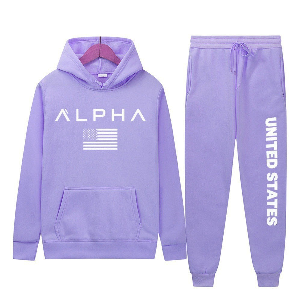 Women's hoodie and jogging pants set with creative front print and sporty cut Lisslune