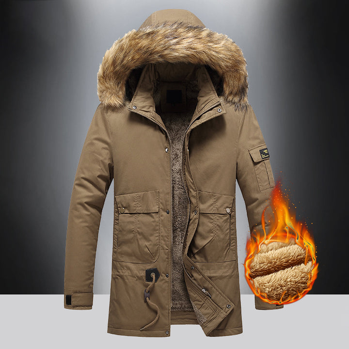 Men's Warm Parka Jacket with Removable Hood and Soft Fleece Lining Lisslune
