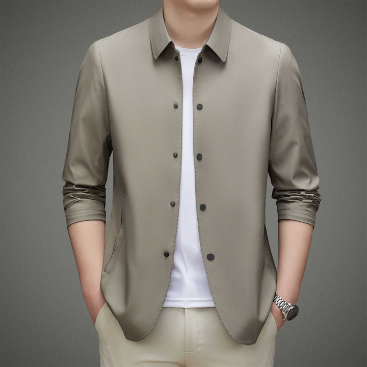 Men's Fashionable Transition Jacket with Breathable Fabric and Practical Snap Button Closure Lisslune