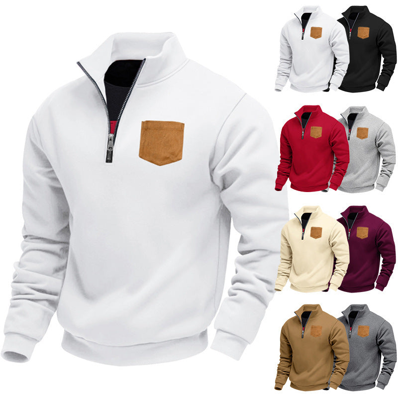 Men's fleece pullover with contrasting zipper and practical chest pocket Lisslune