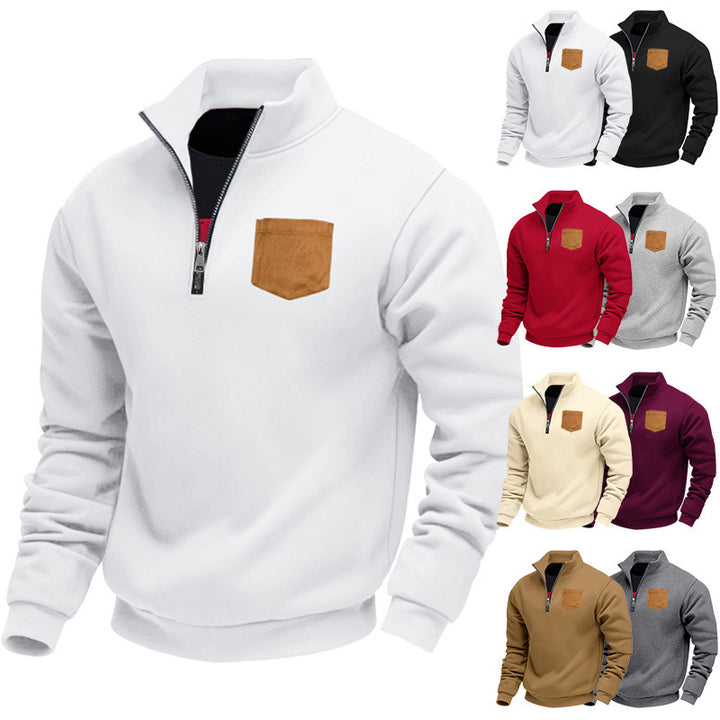 Men's fleece pullover with contrasting zipper and practical chest pocket Lisslune