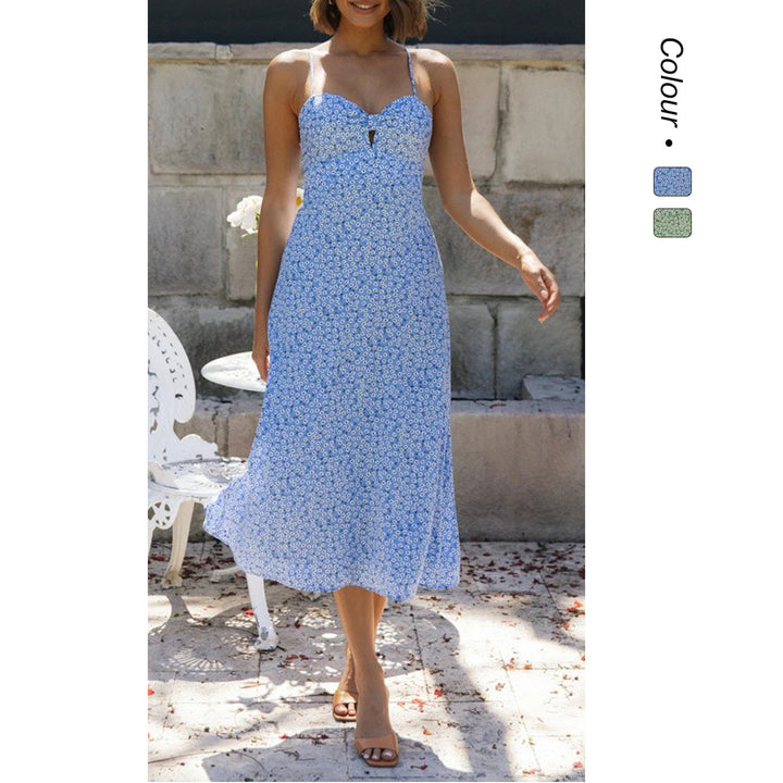 Women's maxi dress with playful floral pattern and flowing cut Lune London