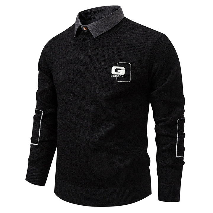 Men's elegant sweater with collar and fine knit pattern Lisslune