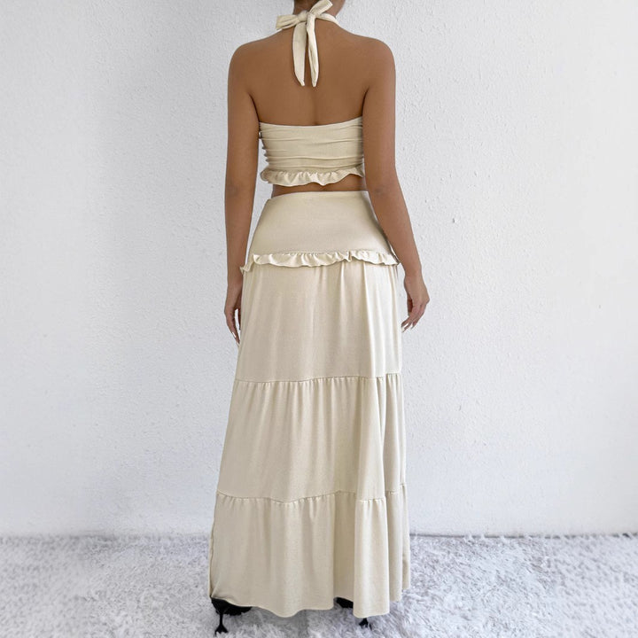 Damen Maxi-Rock mit croptop Design und Rüschendetails Lisslune