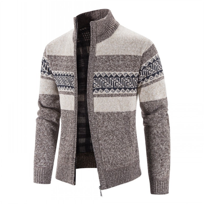 Men's cardigan with high collar and attractive patterns Lisslune