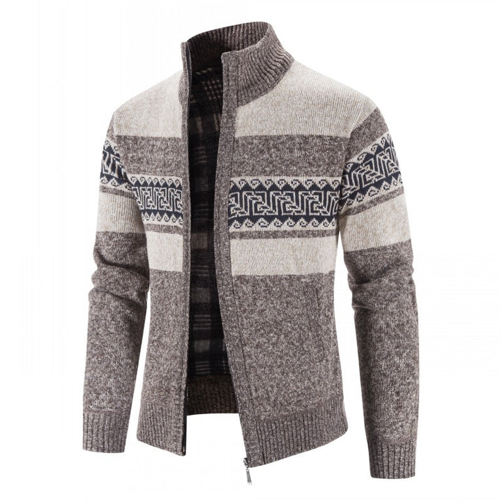 Men's cardigan with high collar and attractive patterns Lisslune