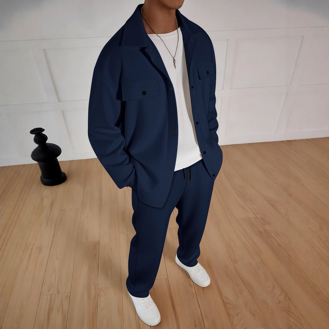 Men's casual set of striped overshirt and comfortable joggers Lisslune