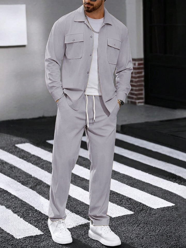 Men's Stylish Shirt Jacket with Two Flap Pockets Lisslune