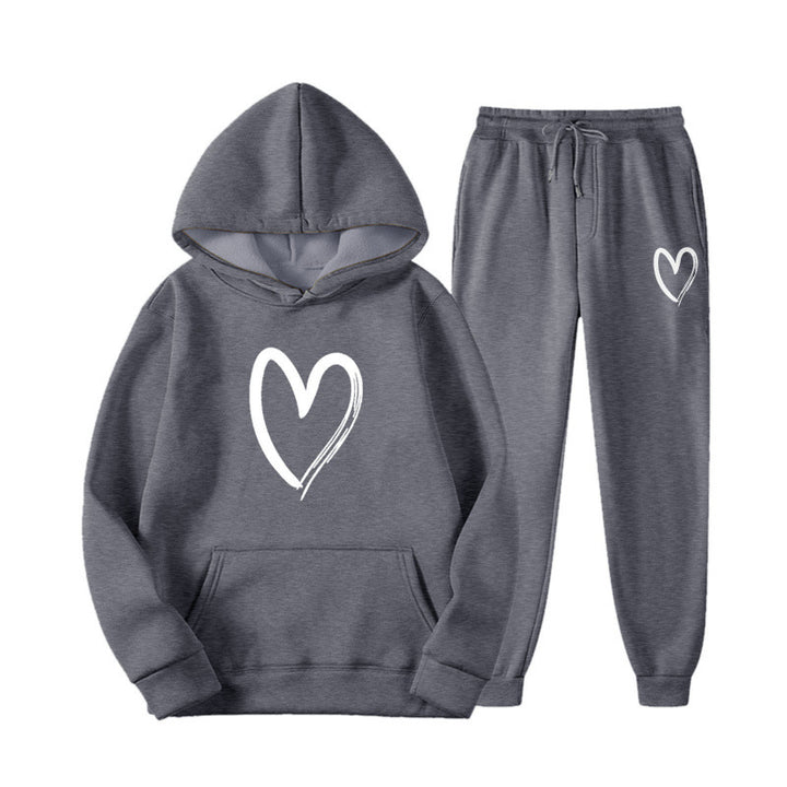 Women's sweatsuit with kangaroo pocket and heart-shaped print Lisslune