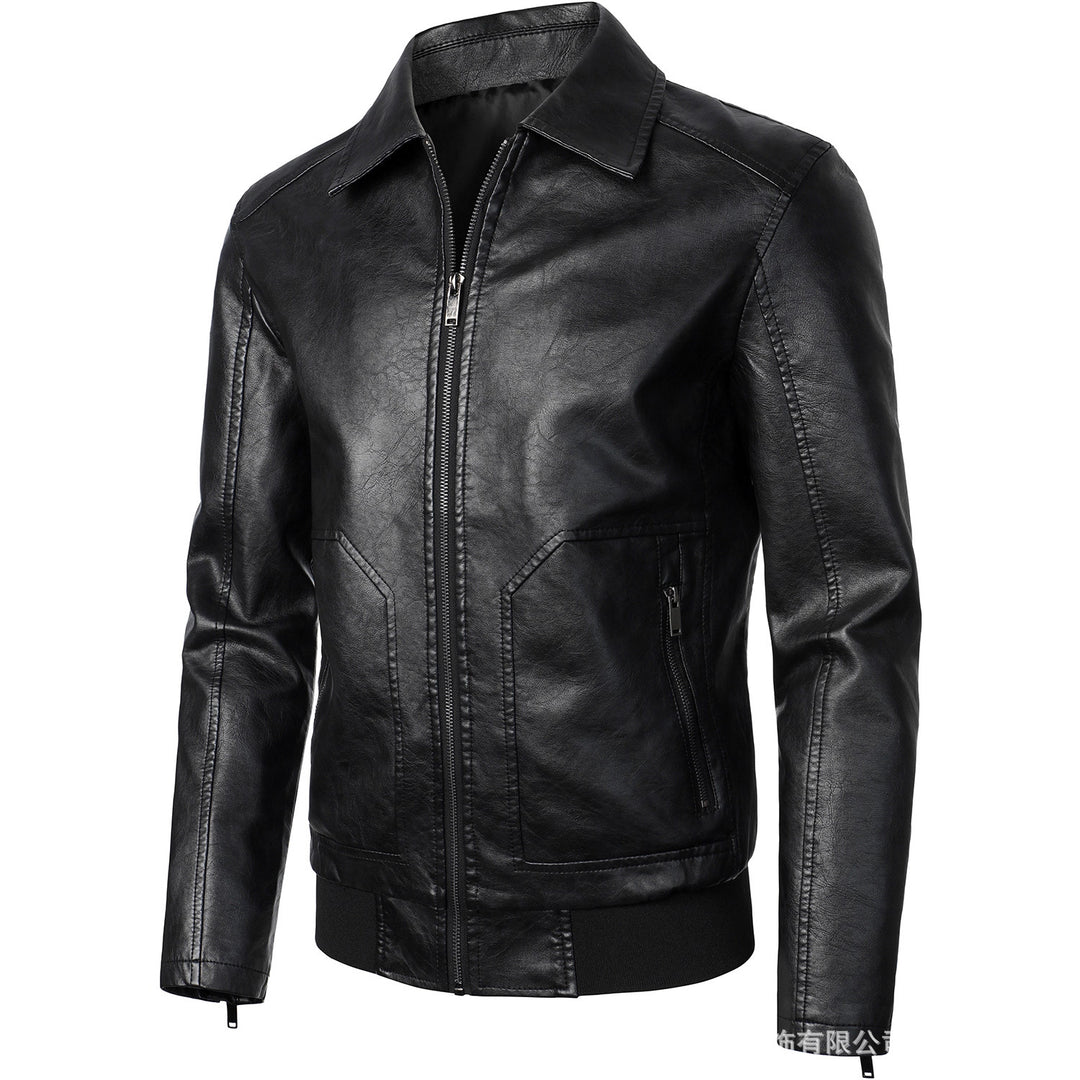 Men's Fashionable Leather Jacket with Sporty Cut and Practical Pockets Lisslune
