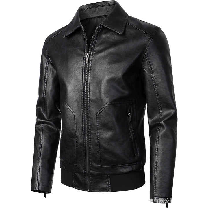 Men's Fashionable Leather Jacket with Sporty Cut and Practical Pockets Lisslune