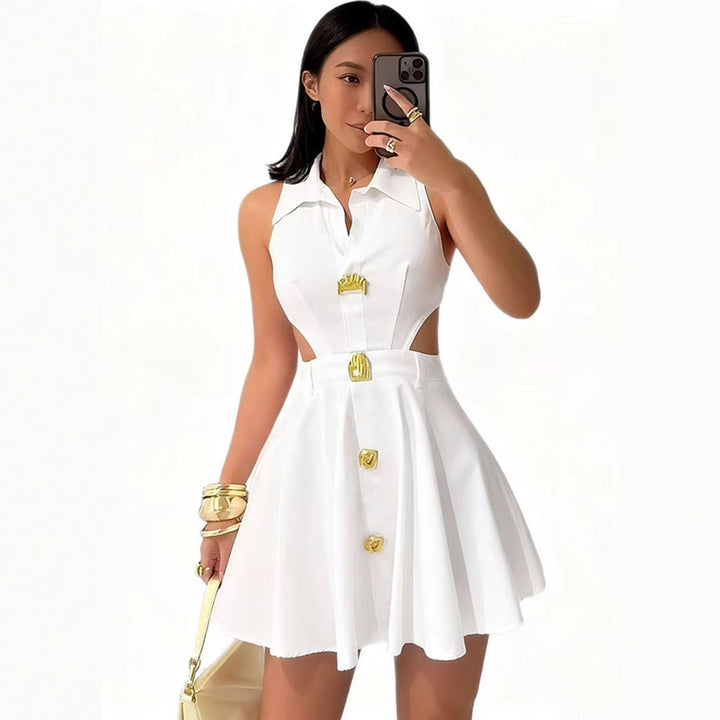 Women's fashionable wedding dress with button closure and side cut-outs Lisslune