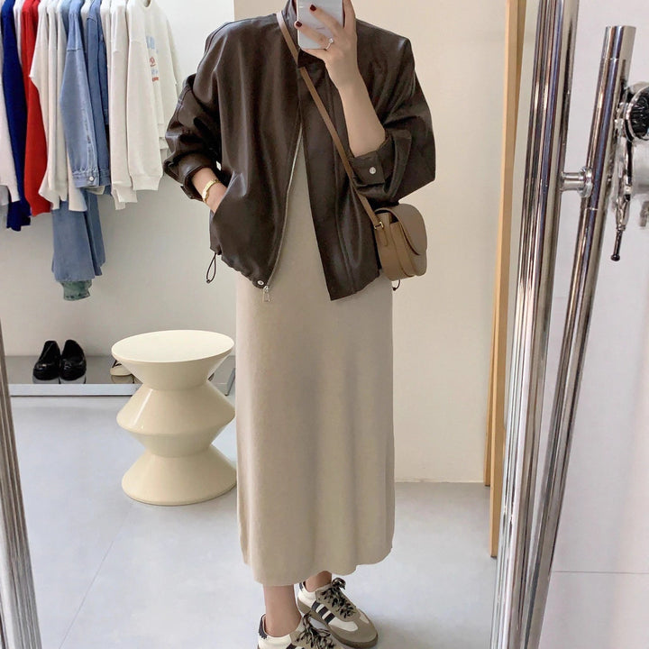 Women's Fashion Bomber Jacket made of high-quality Synthetic Leather Lisslune