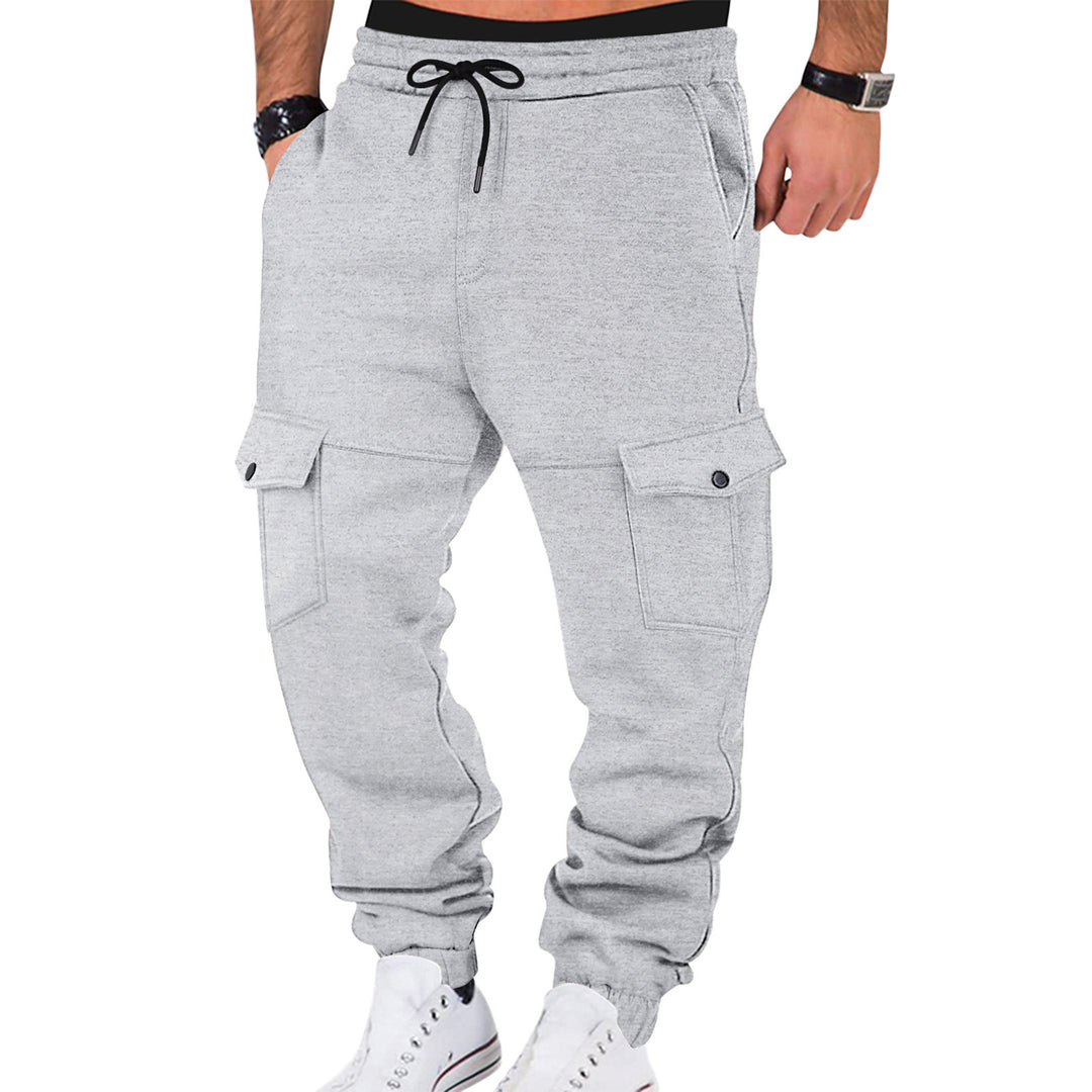 Men's cargo joggers with expanded pockets and elastic waistband Lisslune