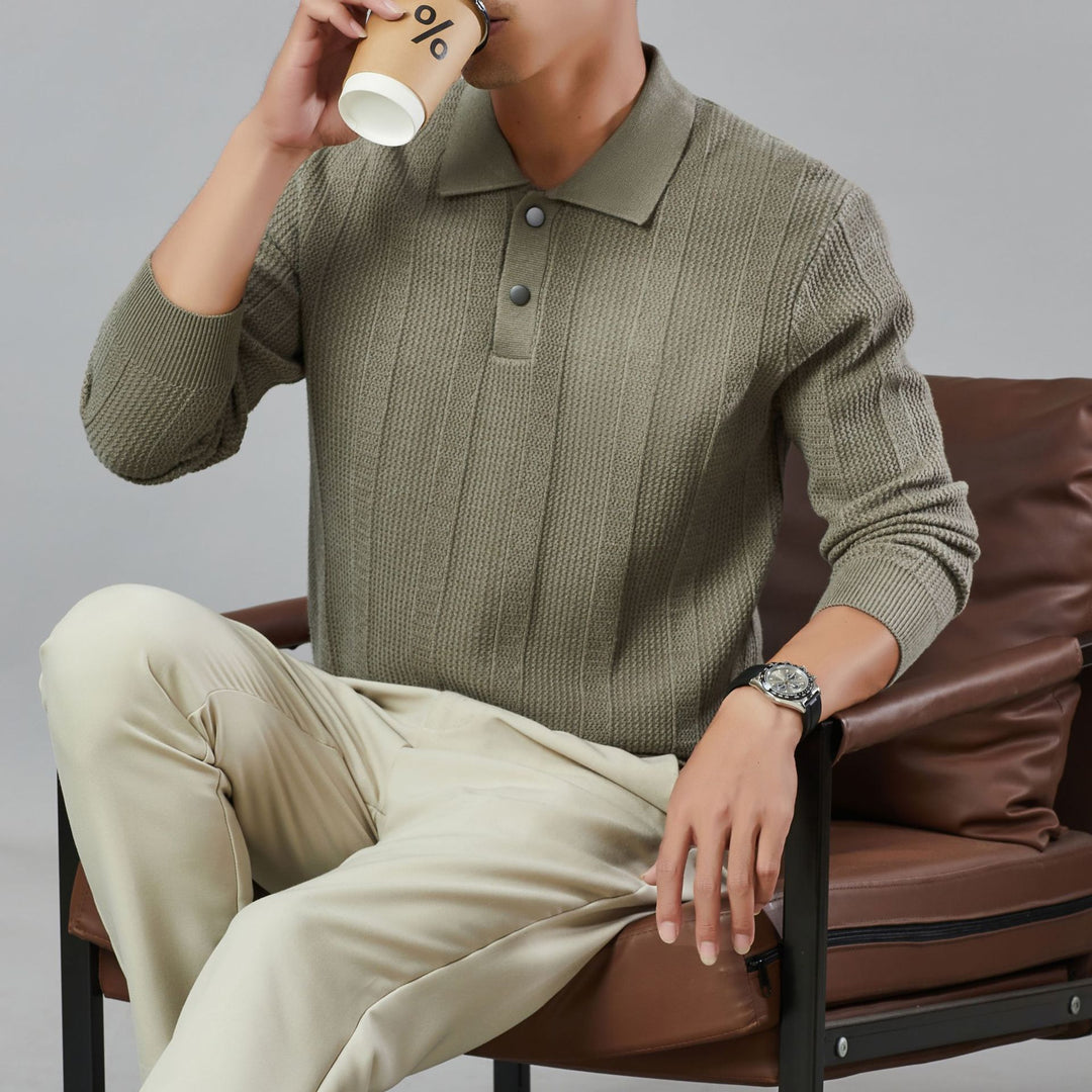 Men's Stylish Knit Sweater with Modern Collar Lisslune