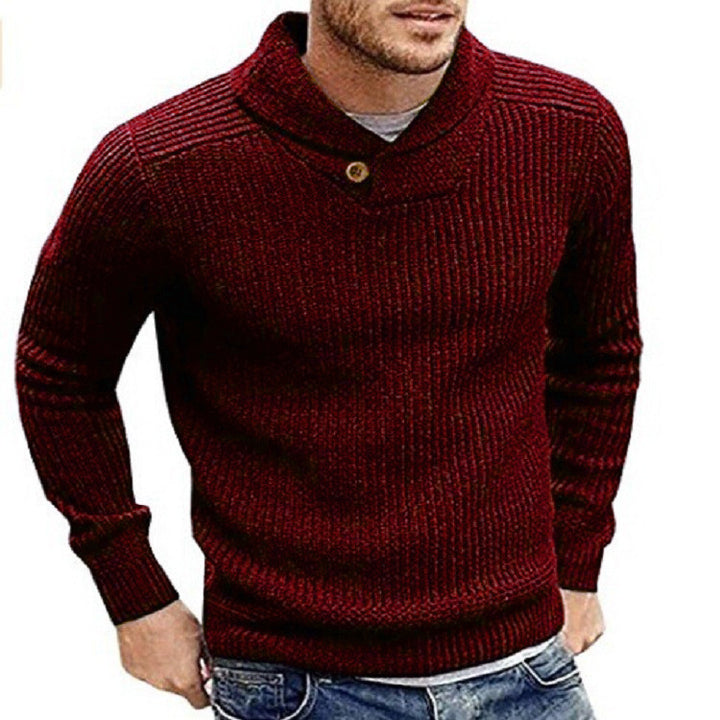 Men's chunky knit turtleneck sweater with button details Lisslune